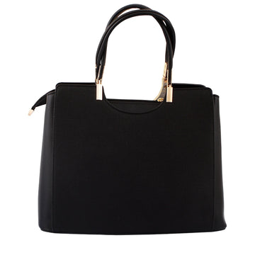 Classic Black Structured Top Handle Handbag
