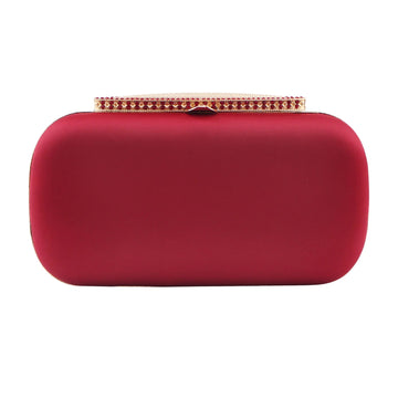 Crimson Red Flap Clutch with Chain Strap