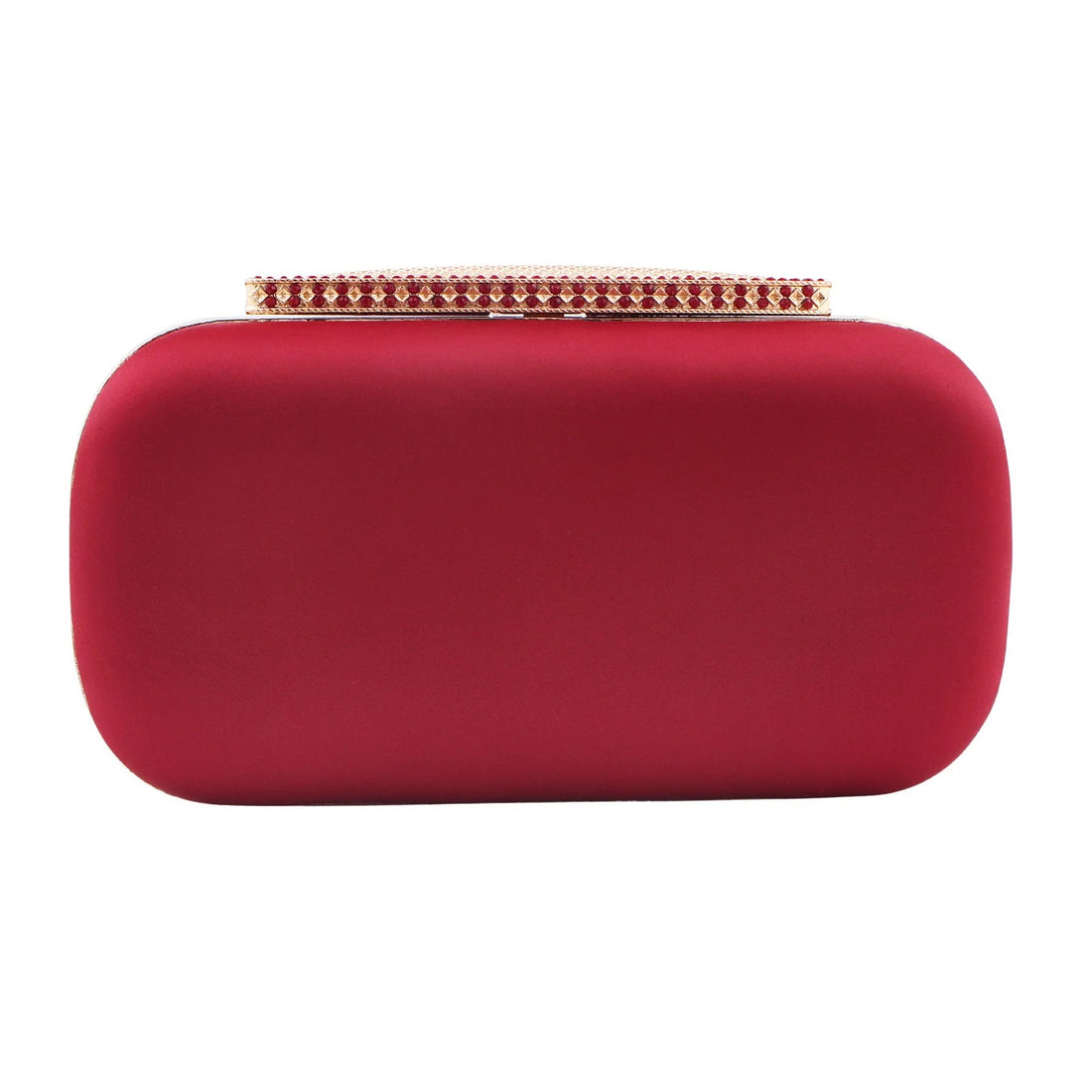 Crimson Red Flap Clutch with Chain Strap