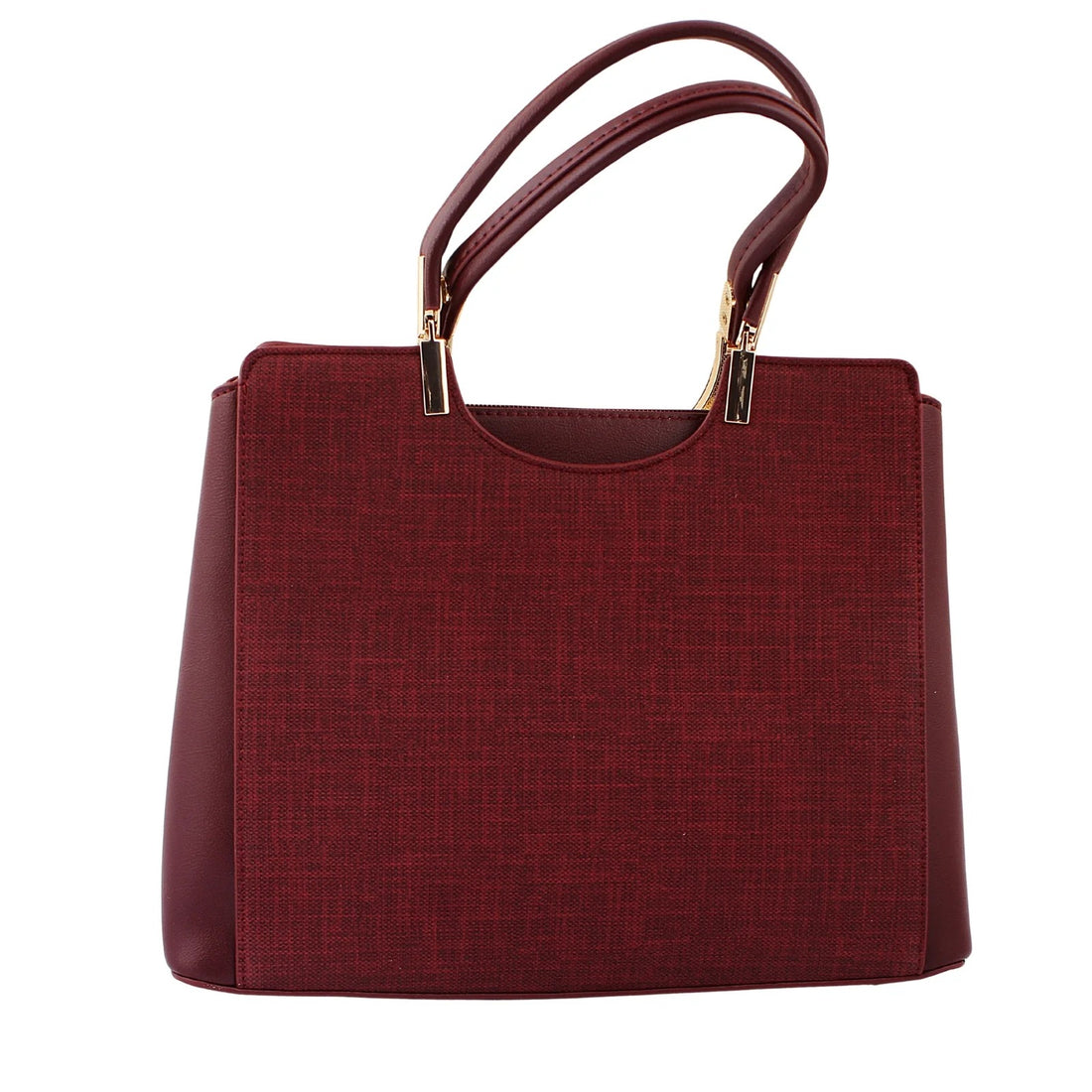 Deep Maroon Structured Top Handle Handbag